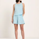 Organic Linen Sleeveless Top — Sky Blue by LANIUS — fair fashion in organic materials, view 3