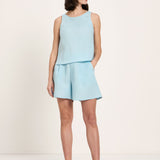 Organic Linen Sleeveless Top — Sky Blue by LANIUS — fair fashion in organic materials, view 3