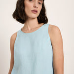 Organic Linen Sleeveless Top — Sky Blue by LANIUS — fair fashion in organic materials, view 4