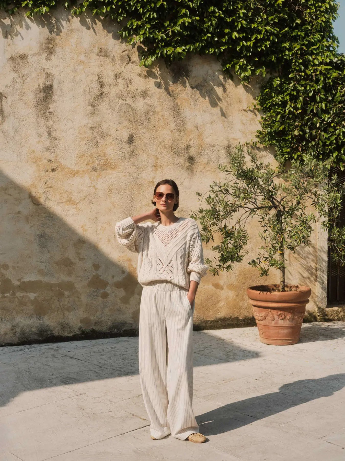 Open-Knit Organic Cotton Sweater — Ecru