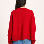 LANIUS oversized crew-neck jumper in red organic virgin wool and cotton, another view