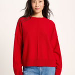 LANIUS oversized crew-neck jumper in red organic virgin wool and cotton, another view