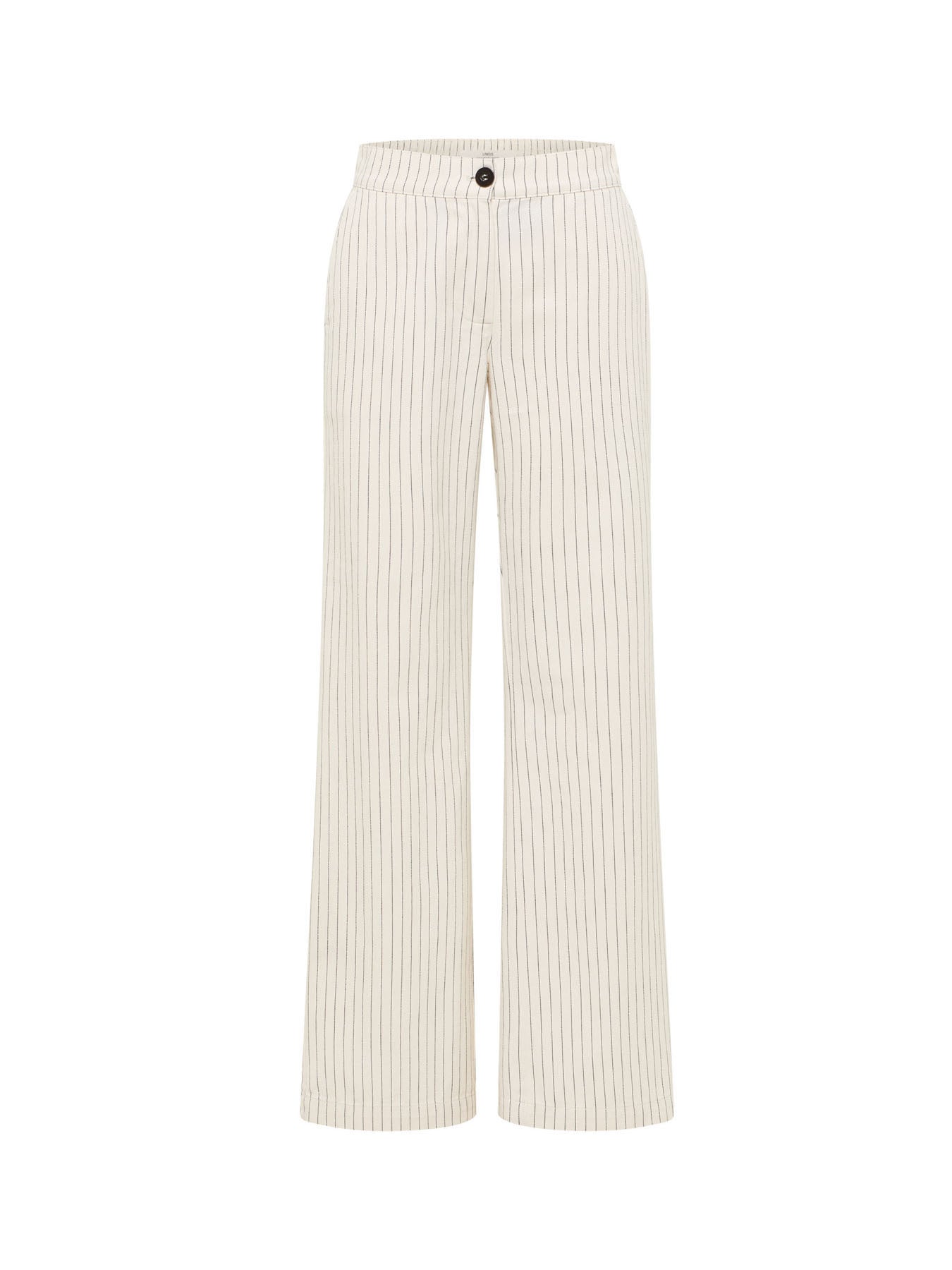 Pinstripe Marlene Trousers - Ecru & Black by LANIUS — fair fashion in organic materials, view 2
