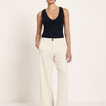 Pinstripe Marlene Trousers - Ecru & Black by LANIUS — fair fashion in organic materials, view 3