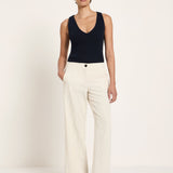 Pinstripe Marlene Trousers - Ecru & Black by LANIUS — fair fashion in organic materials, view 3