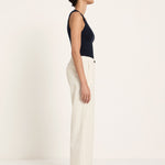 Pinstripe Marlene Trousers - Ecru & Black by LANIUS — fair fashion in organic materials, view 4