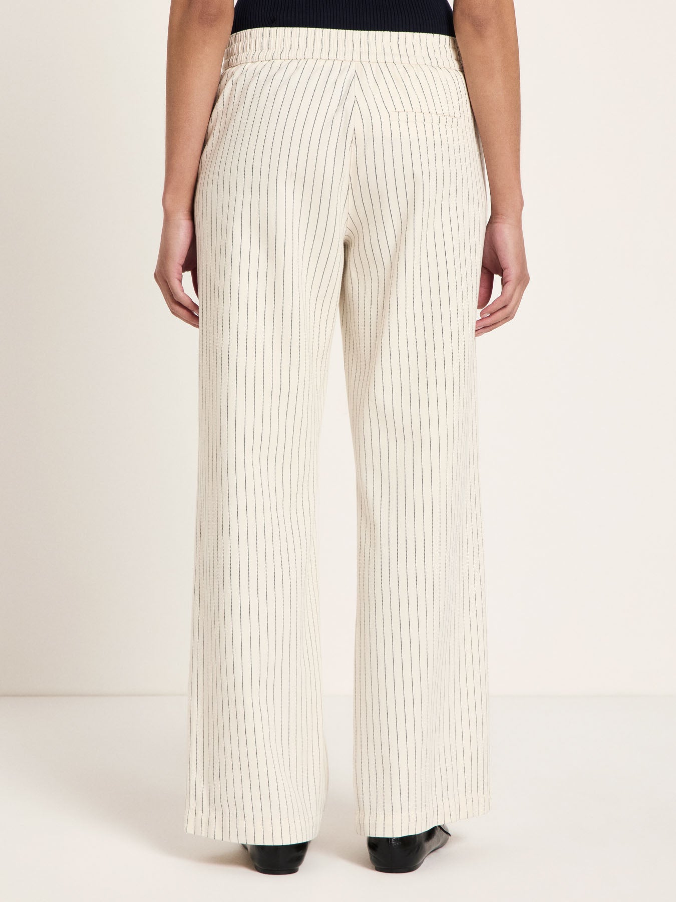 Pinstripe Marlene Trousers - Ecru & Black by LANIUS — fair fashion in organic materials, view 5