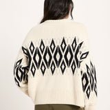 LANIUS Norwegian sweater in ecru and black – back view