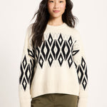 LANIUS Norwegian sweater in ecru and black – front view