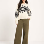 LANIUS Norwegian sweater in ecru and black – full look