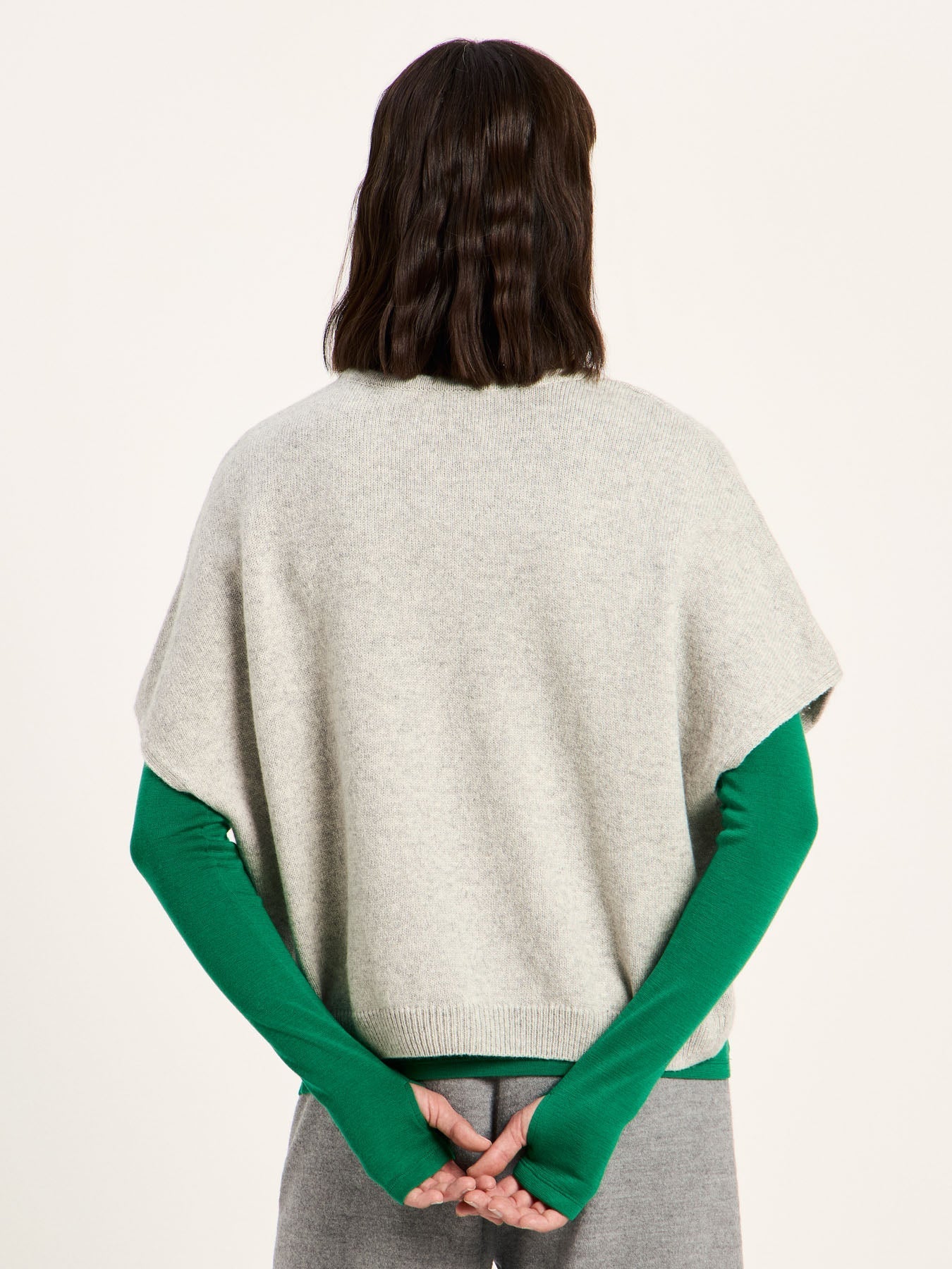 LANIUS knit vest in grey melange – back view