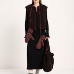 LANIUS reversible quilted jacket in chocolate with a boxy cut and zip, another view