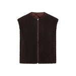 LANIUS reversible quilted jacket in chocolate with a boxy cut and zip, another view
