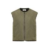 LANIUS reversible quilted jacket in turtle with a boxy cut and piped pockets, front view