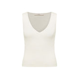 V-Neck Rib Knit Top - Off-White by LANIUS — fair fashion in organic materials, view 2