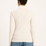 LANIUS ribbed roll-neck top in cream melange organic cotton, another view