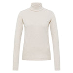 LANIUS ribbed roll-neck top in cream melange organic cotton, front view