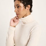 LANIUS ribbed roll-neck top in cream melange organic cotton, another view