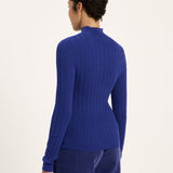 LANIUS roll-neck jumper in violet fine-rib organic cotton, another view