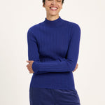 LANIUS roll-neck jumper in violet fine-rib organic cotton, another view