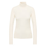 LANIUS roll-neck top in cream TENCEL Lyocell, front view