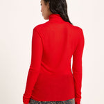 LANIUS roll-neck top in red TENCEL Lyocell, back view