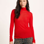 LANIUS roll-neck top in red TENCEL Lyocell, front view