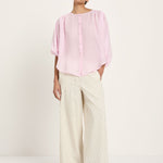 Gathered Ramie Blouse — Powder Pink by LANIUS — fair fashion in organic materials, view 3