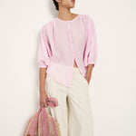 Gathered Ramie Blouse — Powder Pink by LANIUS — fair fashion in organic materials, view 4