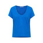 Scoop Neck Tee - Lapis Blue by LANIUS — fair fashion in organic materials, view 2