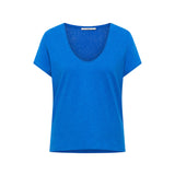 Scoop Neck Tee - Lapis Blue by LANIUS — fair fashion in organic materials, view 2