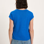 Scoop Neck Tee - Lapis Blue by LANIUS — fair fashion in organic materials, view 5