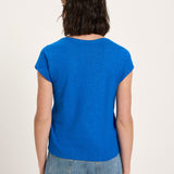 Scoop Neck Tee - Lapis Blue by LANIUS — fair fashion in organic materials, view 5