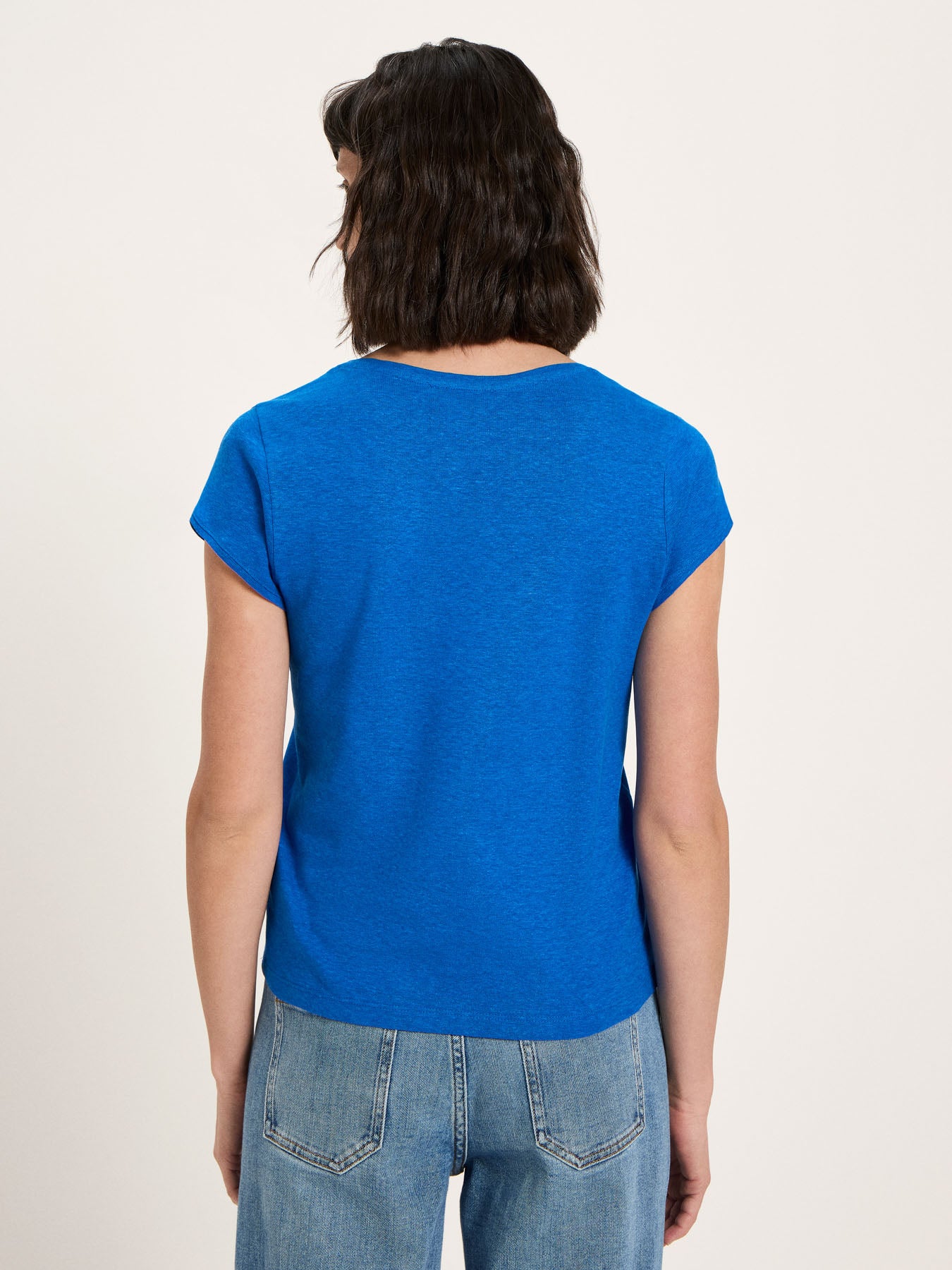 Scoop Neck Tee - Lapis Blue by LANIUS — fair fashion in organic materials, view 5