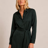 Shirt Dress — Forest Green by LANIUS — fair fashion in organic materials, view 2