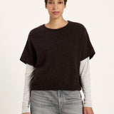 LANIUS sleeveless jumper in chocolate tweed knit, another view