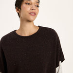 LANIUS sleeveless jumper in chocolate tweed knit, another view