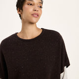 LANIUS sleeveless jumper in chocolate tweed knit, another view
