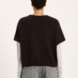 LANIUS sleeveless jumper in chocolate tweed knit, another view