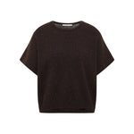 LANIUS sleeveless jumper in chocolate tweed knit, front view