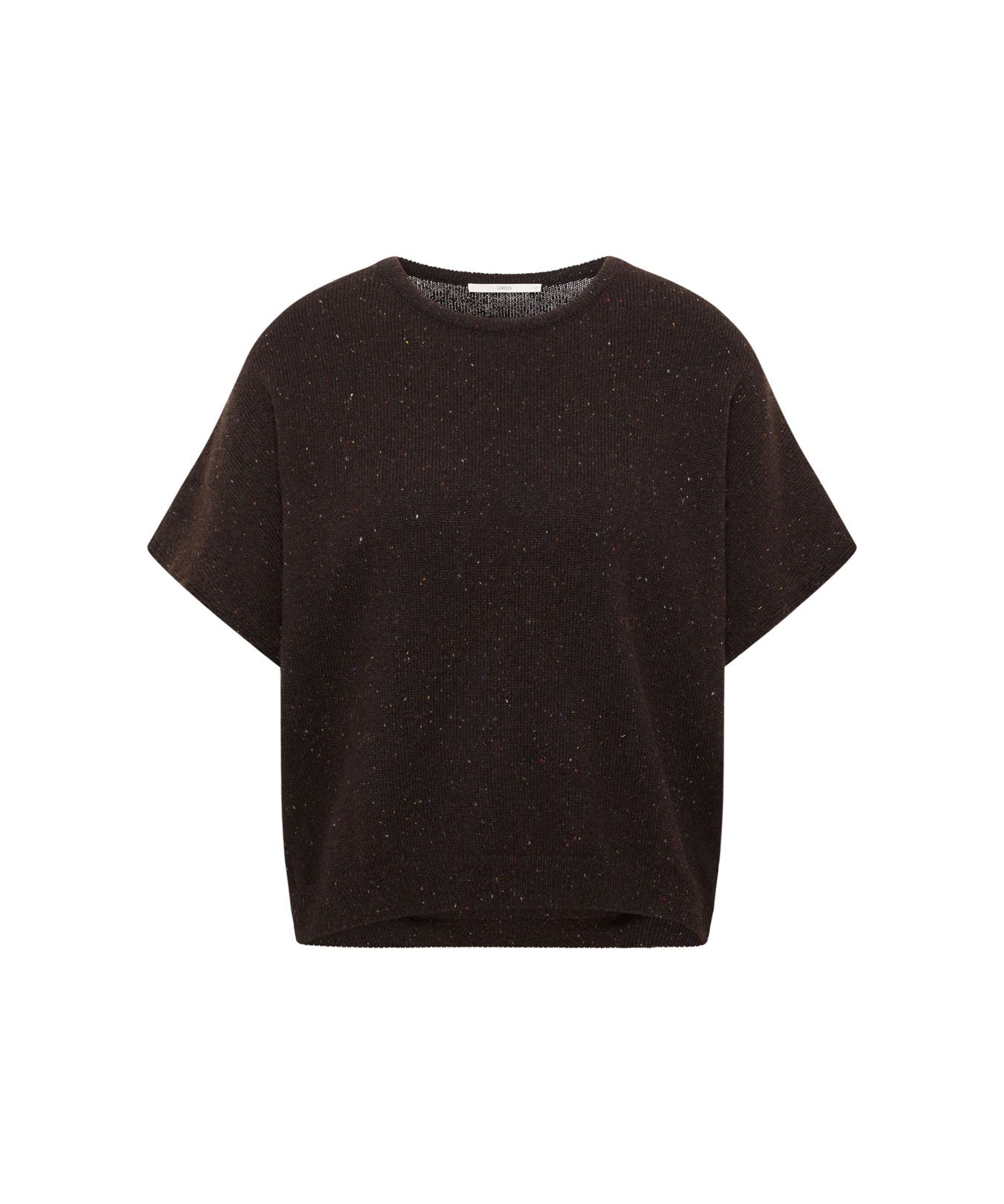 LANIUS sleeveless jumper in chocolate tweed knit, front view