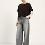 LANIUS sleeveless jumper in chocolate tweed knit, another view