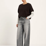 LANIUS sleeveless jumper in chocolate tweed knit, another view