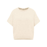 LANIUS sleeveless jumper in off-white organic virgin wool and cotton, front view