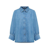 TENCEL Soft Denim Blouse - Medium Wash by LANIUS — fair fashion in organic materials, front view