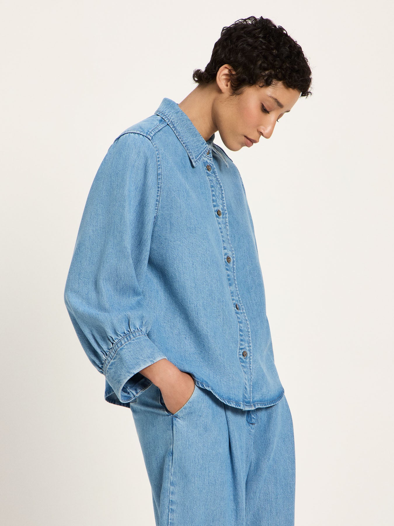 TENCEL Soft Denim Blouse - Medium Wash by LANIUS — fair fashion in organic materials, view 3