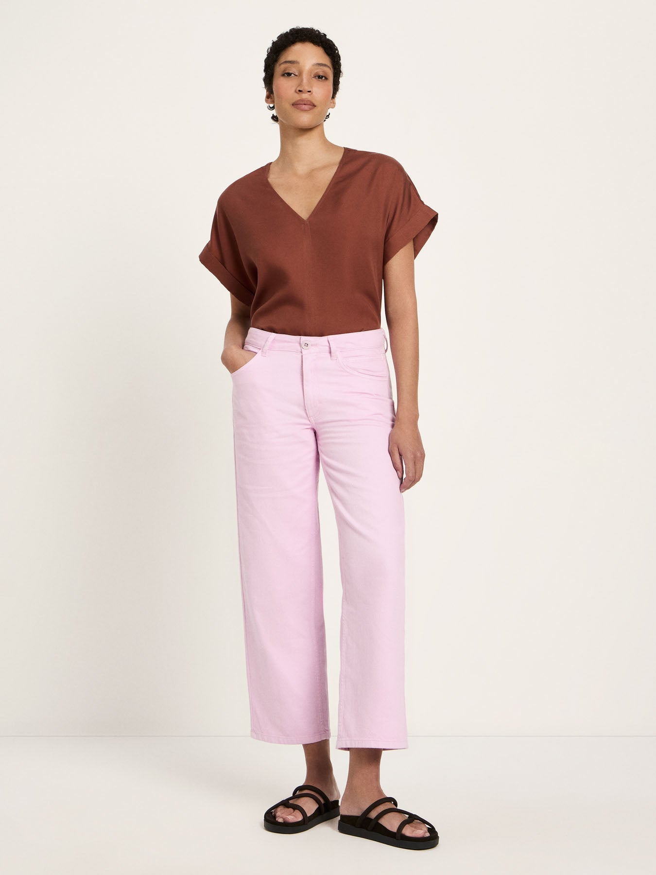 LANIUS orchid straight-leg trousers in GOTS organic cotton, photo 1