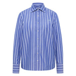 LANIUS electric blue and light blue striped organic cotton shirt, front view