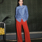 LANIUS blue striped shirt, lifestyle photo