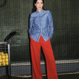 LANIUS blue striped shirt, lifestyle photo